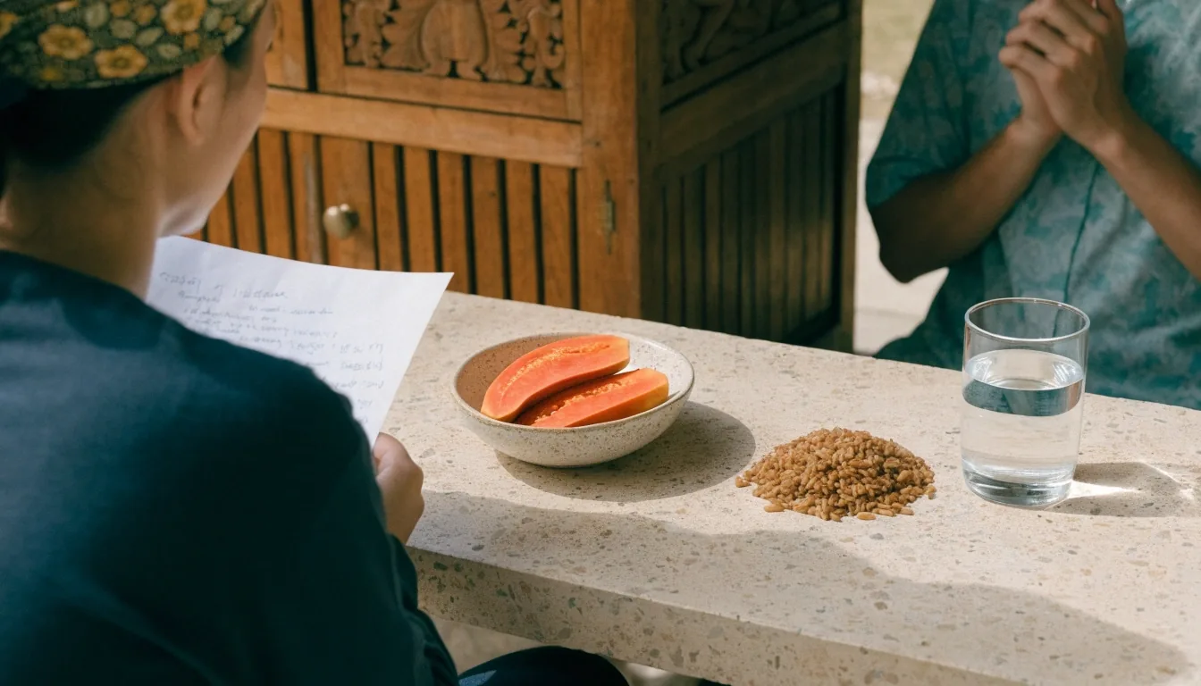 Consultation desk with fresh ingredients prepared for an online nutrition session